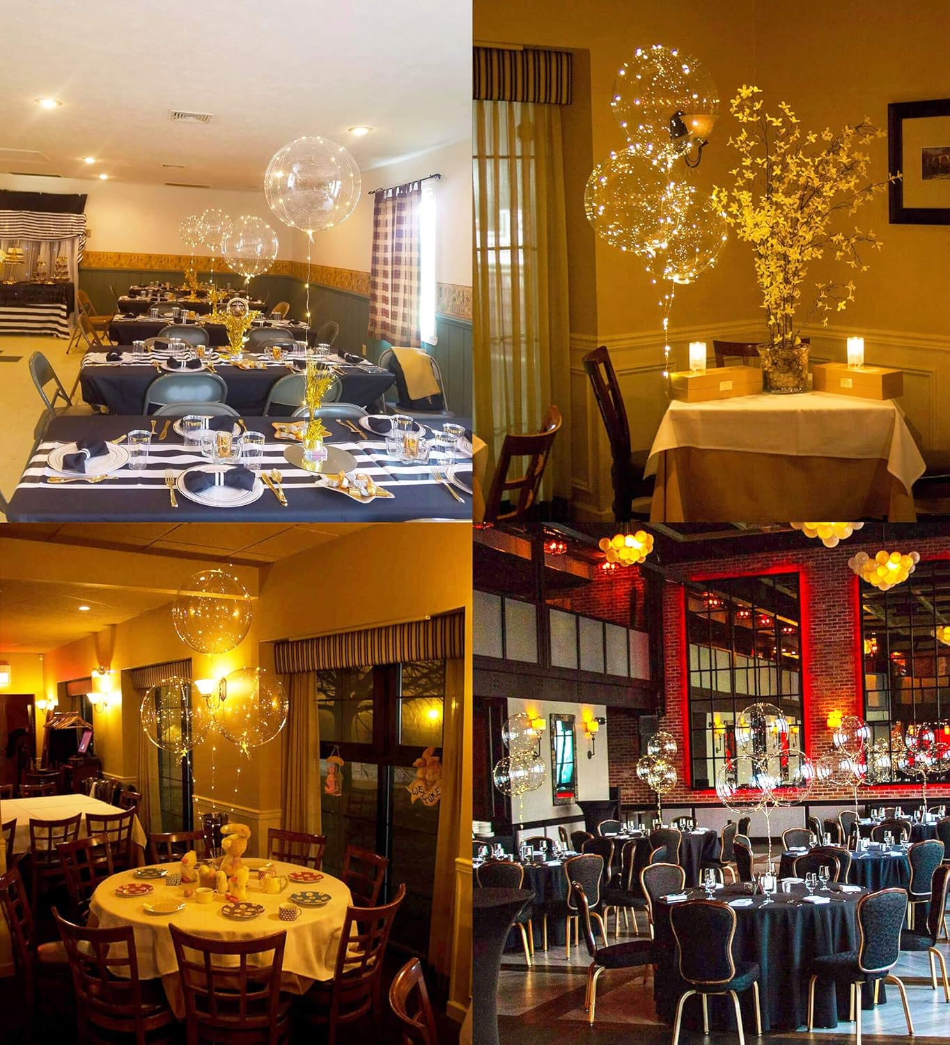 LED Balloons 10 Pack, Light Up Balloons 20 Inches Clear Helium Bobo Balloon, Glow Bubble Balloons with String Lights for Valentines Day Halloween Christmas Wedding Birthday Party Decoration