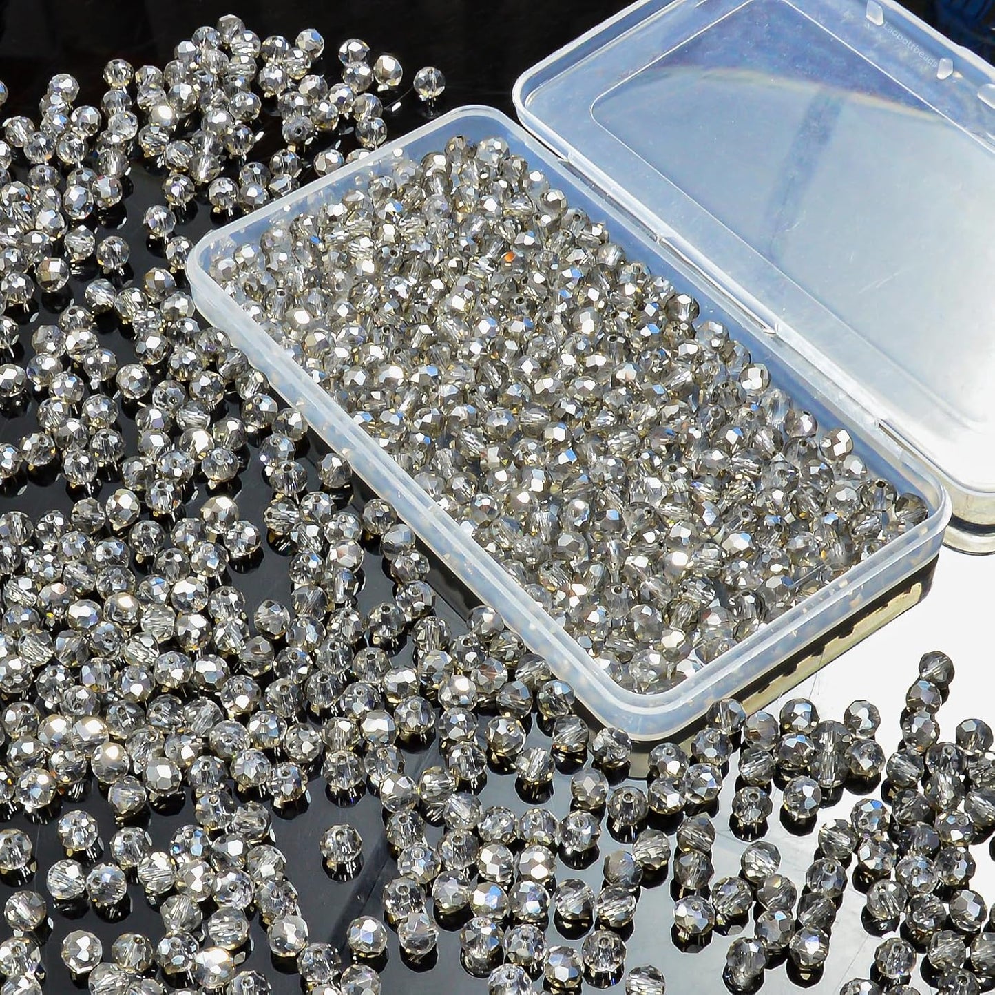 500Pcs 6mm Crystal Glass Beads for Jewelry Making Beads for Bracelets Necklace Pendants Making Supplies(Gray)