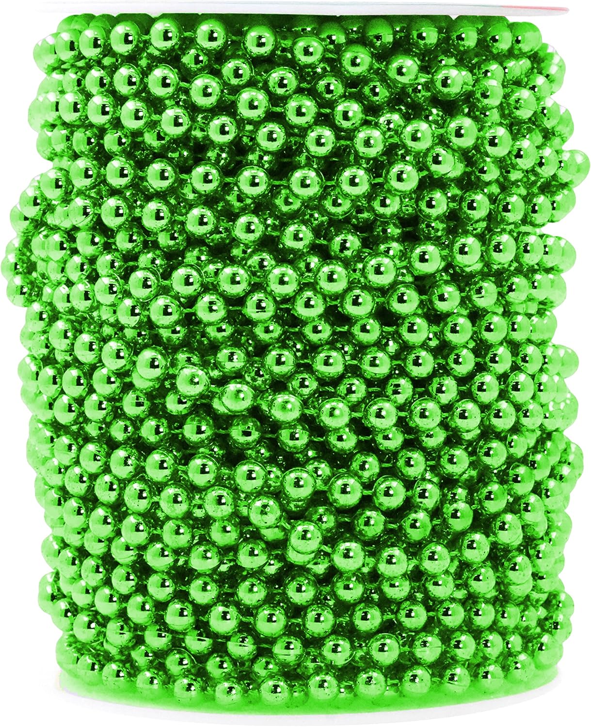 Mandala Crafts 6mm Faux Green Pearl Beads Roll - 27 Yards Strand of Fake Pearls Chain Garlands Spool String for Christmas Tree, Wedding, Party, Vases, DIY Decoration