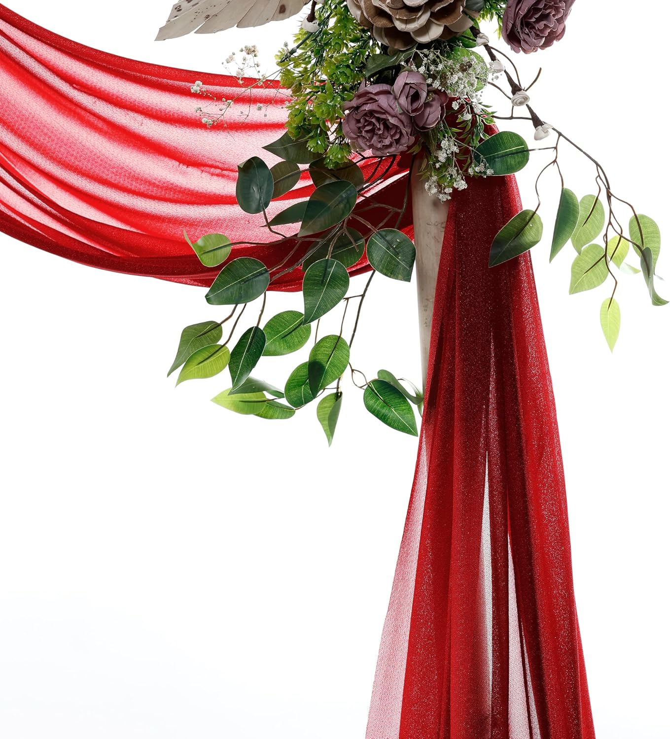 VDS Pack of 1 Panel (30 Inch X 40 Feet) Wedding Arch Draping Fabric Sheer Chiffon Fabric Drapery for Wedding Ceremony Reception Swag Backdrop Canopy Chuppah ARBO Altars Decoration (Apple Red)