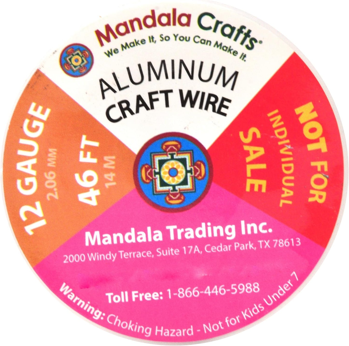 Mandala Crafts 12 Gauge Anodized Aluminum Craft Wire for Jewelry Making - 276 FT Colored Flexible Silver Combo Wire - Bendable for Bonsai Armature Crafting Sculpting