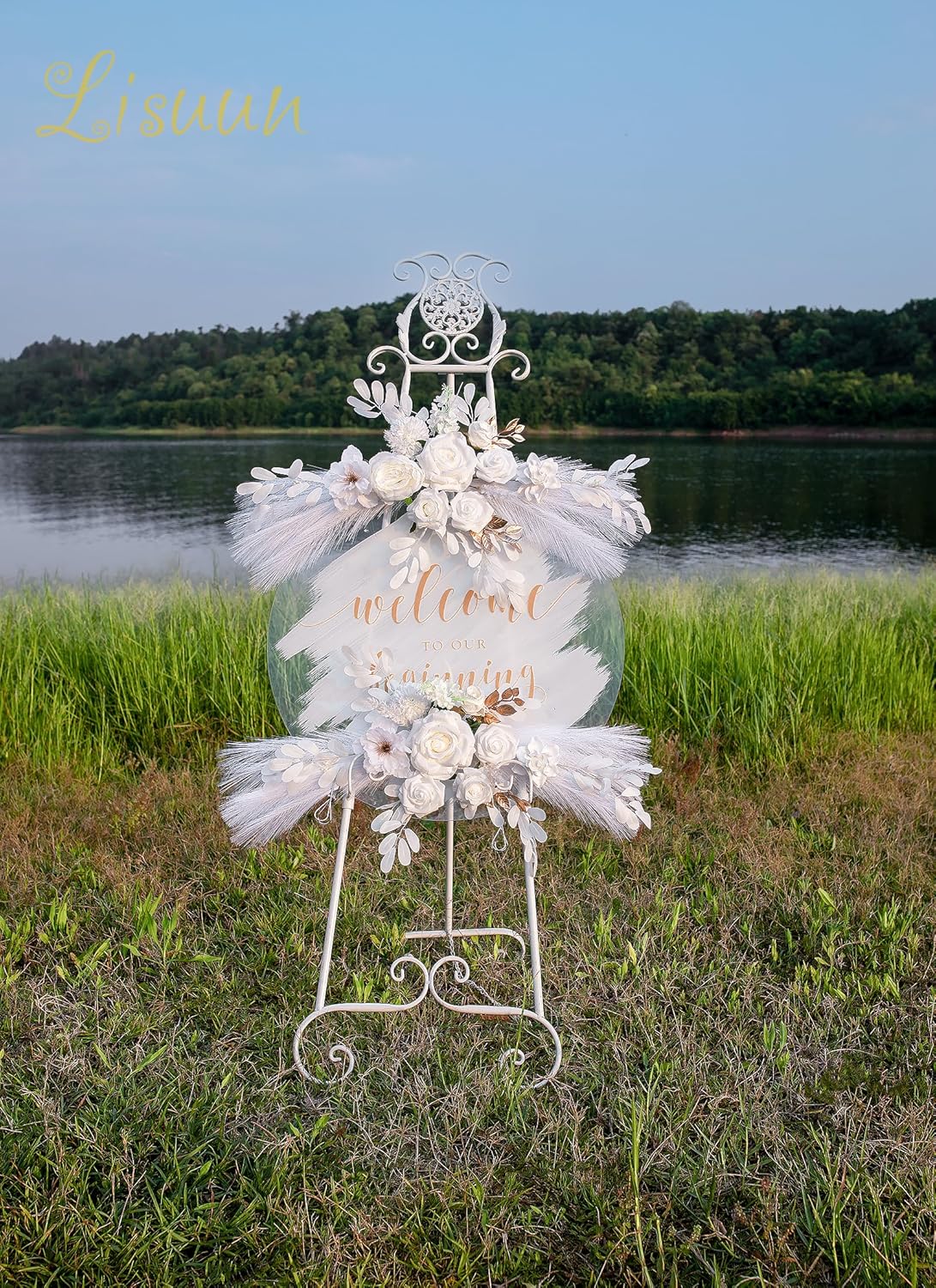 Wedding Arch Flowers, Artificial Flowers for Reception Backdrop and Welcome Ceremony Sign, Large Flower Swag for Dreamy Romantic Wedding Ceremony Floral Decor - Pack of 2