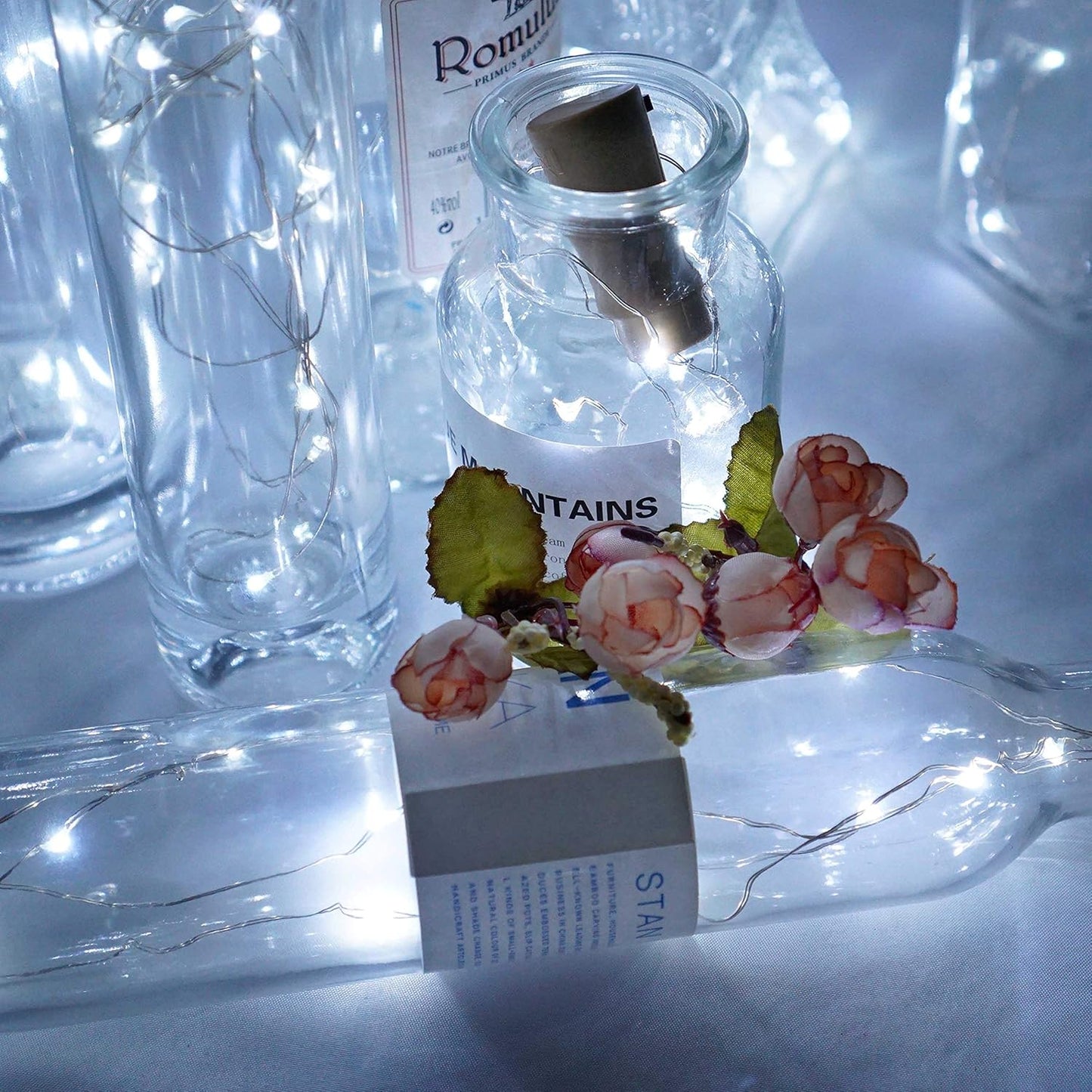 Wine Bottle Lights with Cork, LoveNite Battery Operated 20 LED Cork Shape Silver Wire Colorful Fairy Mini String Lights(No Bottles) for DIY, Party, Decor, Christmas, Halloween,Wedding (15, Cool White)