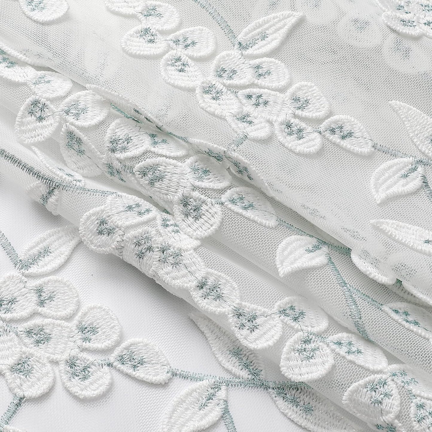 VISIONTEX White Sheer Voile Curtains, Decorative White Embossed Drip Rod Pocket Window Drapes for Home Kitchen, Living Room and Bedroom 54 x 63 Inch, Set of 2 Curtain Panels