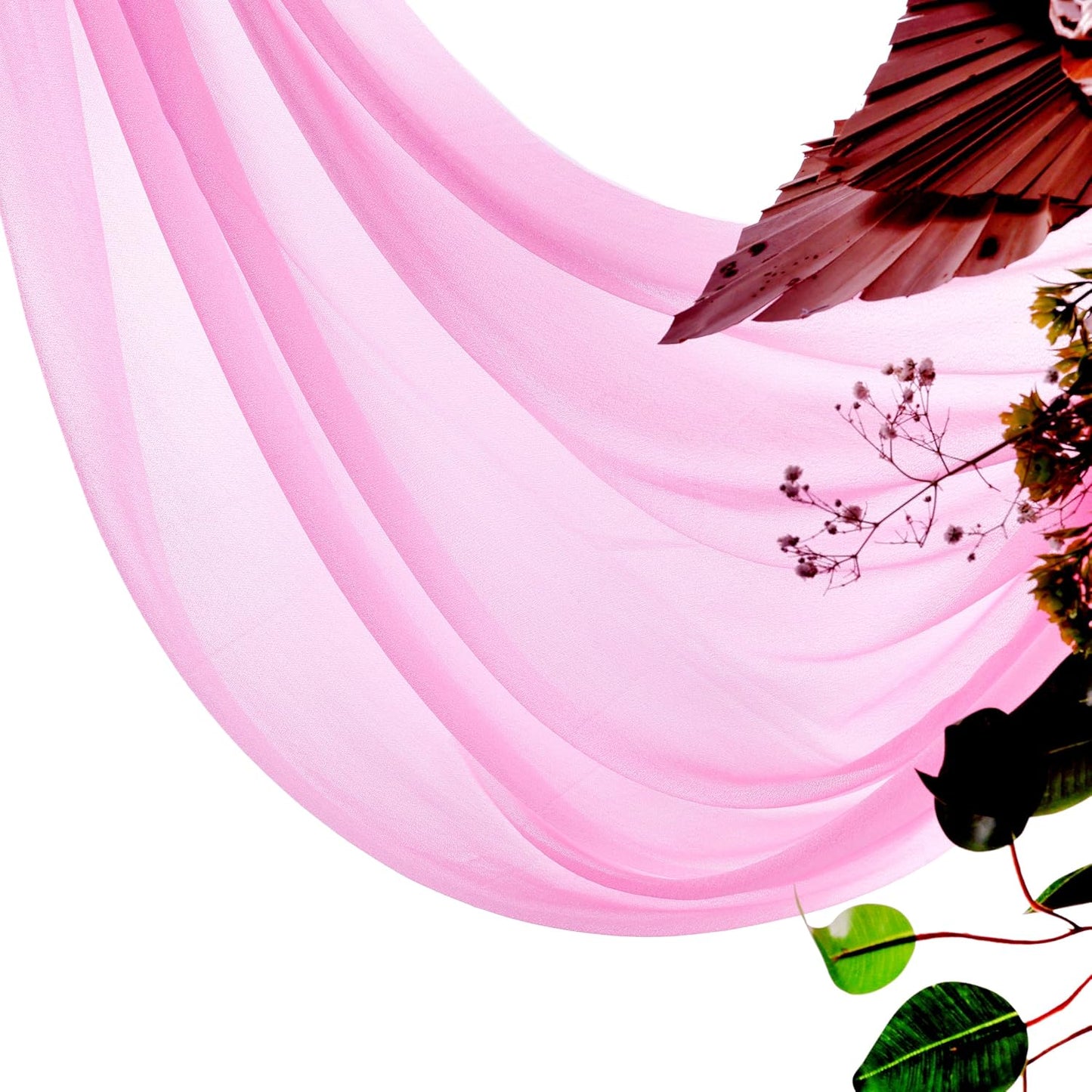 VDS Pack of 2 Panel (30 Inch X 100 Feet) Wedding Arch Draping Fabric Sheer Chiffon Fabric Drapery for Wedding Ceremony Reception Swag Backdrop Canopy Chuppah ARBO Altars Decoration (Bubblegum)