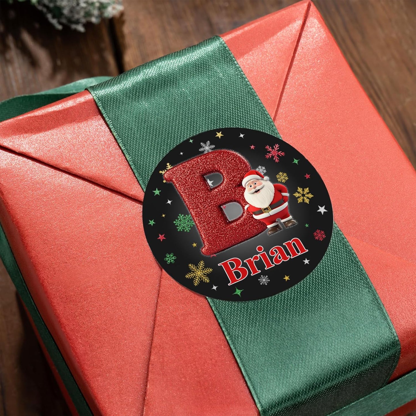 callie Personalized Christmas Stickers - Custom Name & Initial, 1.97 Inch Cartoon Santa Claus Design Merry Christmas Stickers Labels for Envelopes Seals Crafts Cards Gifts (30PCS)