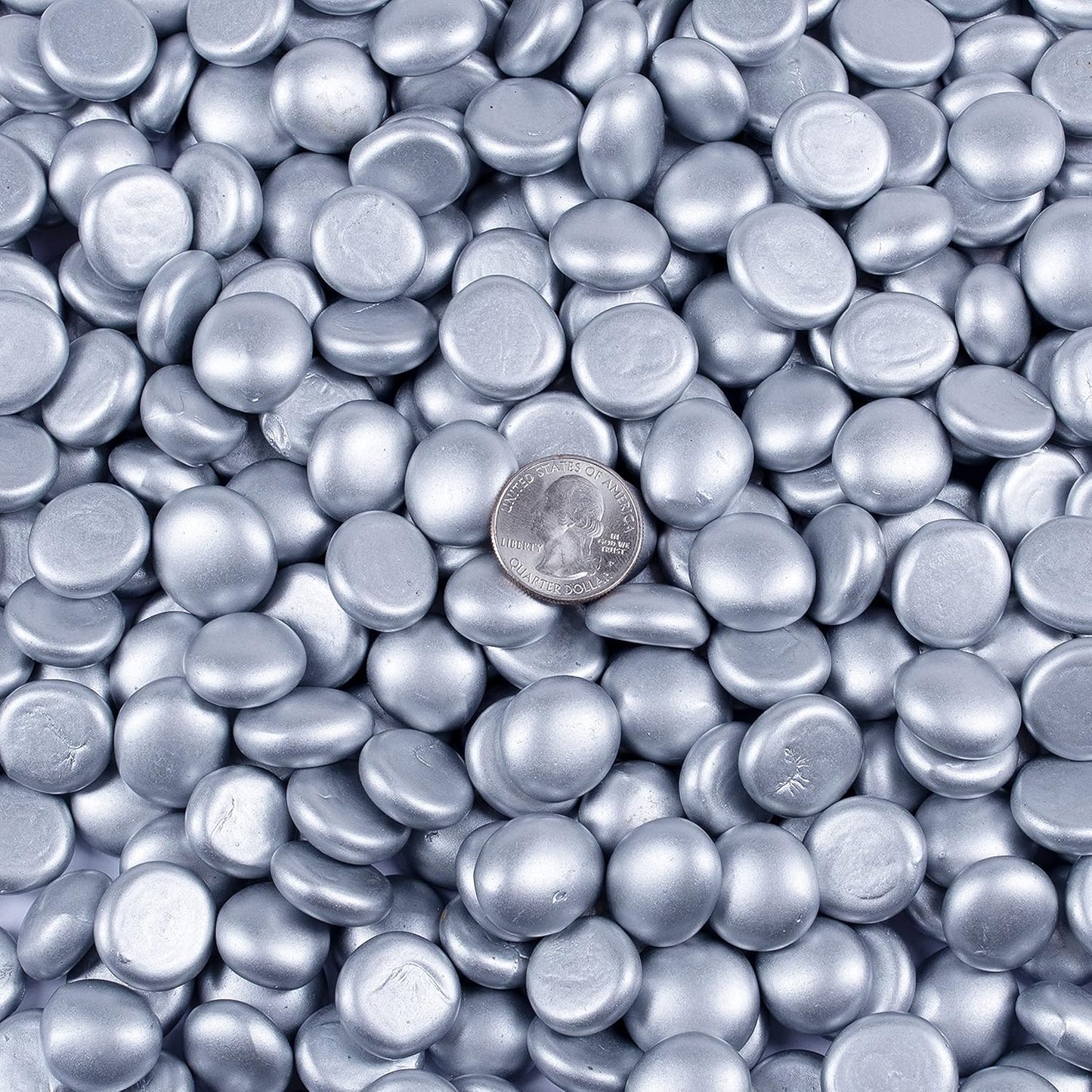 Galashield Flat Glass Marbles for Vases Silver Glass Gems Beads Pebbles Vase Filler (5 LBS, Approx. 540 PCS)