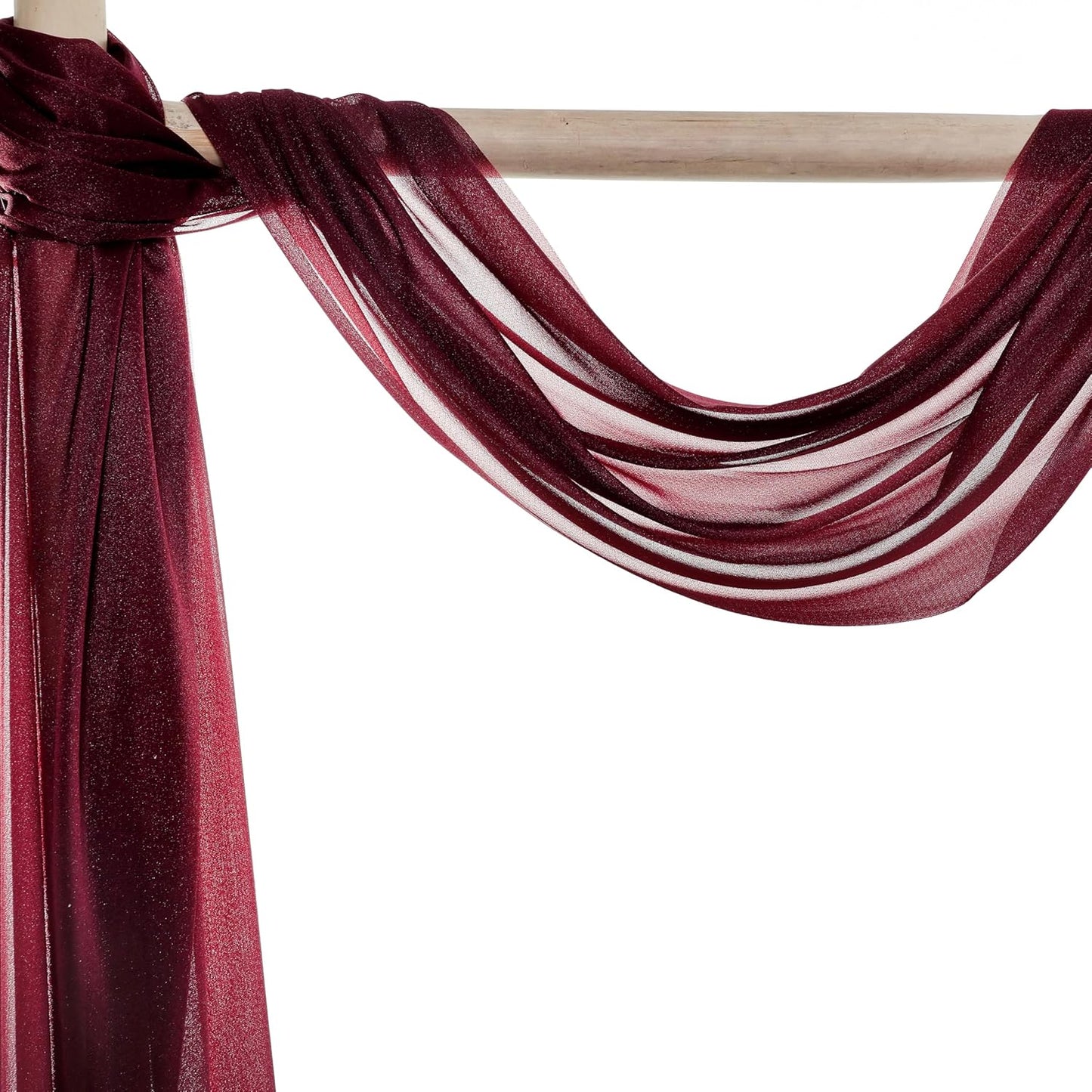 VDS Pack of 1 Panel (30 Inch X 40 Feet) Wedding Arch Draping Fabric Sheer Chiffon Fabric Drapery for Wedding Ceremony Reception Swag Backdrop Canopy Chuppah ARBO Altars Decoration (Burgundy)