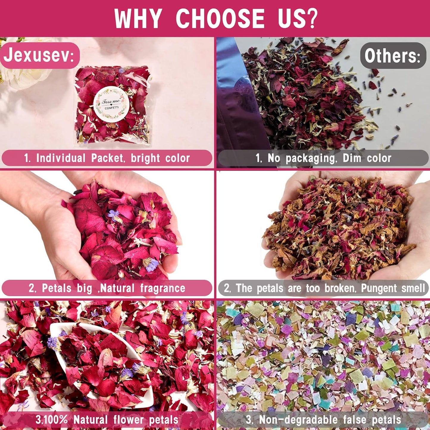 20 Pack Biodegradable Confetti, Dried Flower Petals,Biodegradable Flower Petals,Wedding Send-Off Ideas for Wedding Proposal Party Valentine's Day Decor Flower Girls (Red Rose & Lavender & Marigold)