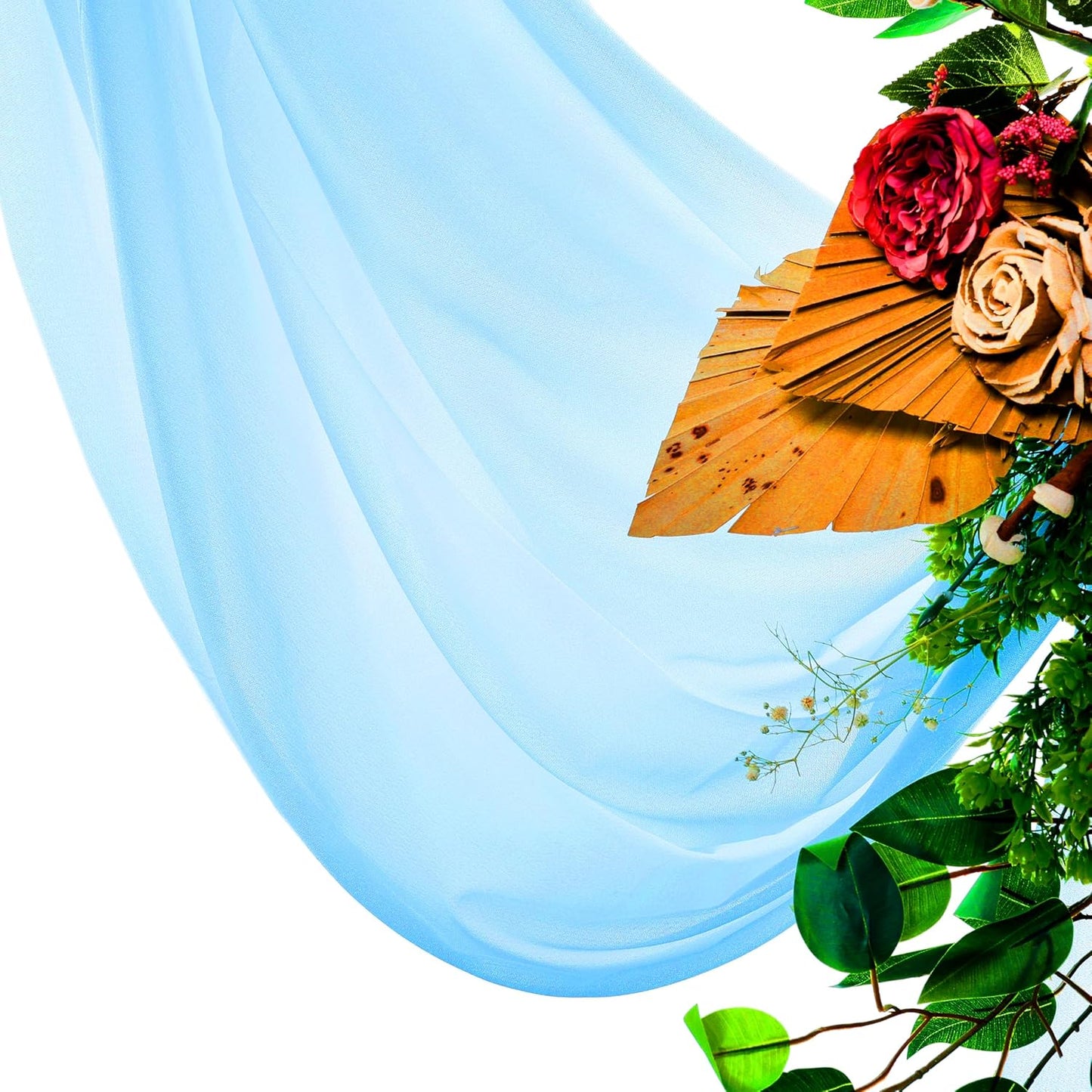 VDS Pack of 1 Panel (30 Inch X 100 Feet) Wedding Arch Draping Fabric Sheer Chiffon Fabric Drapery for Wedding Ceremony Reception Swag Backdrop Canopy Chuppah ARBO Altars Decoration (Turquoise)