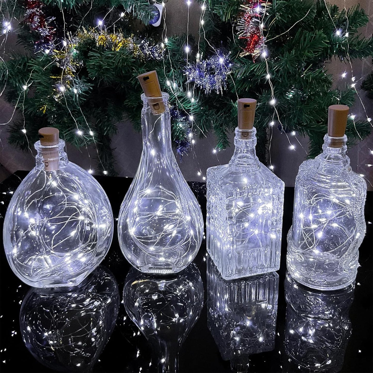 Wine Bottle Lights with Cork, 20 LEDs 6.6 Feet Silver Wire Cork Bottle Lights,Fairy Mini String Lights,for DIY Christmas,Party,Decor,Wedding Listing (30 Pack, Cool White)