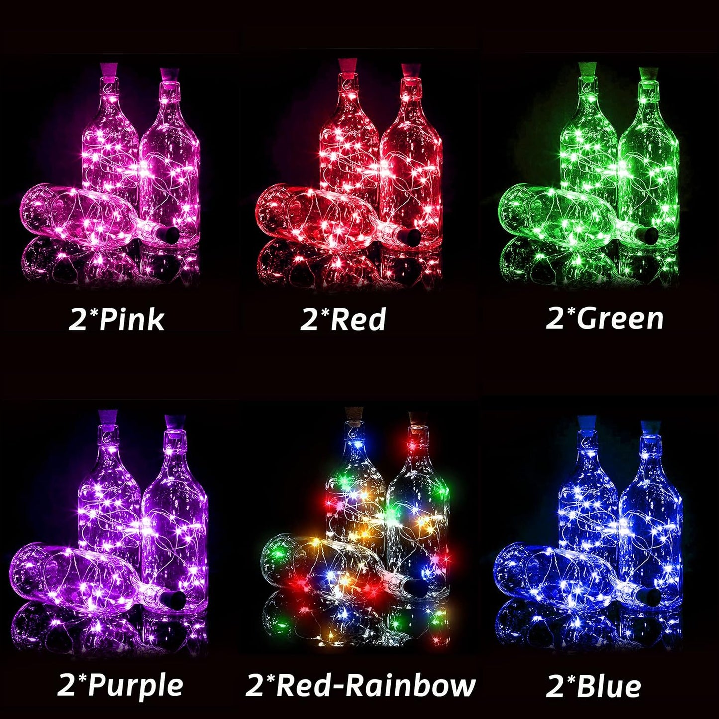 Bottle Lights 12 Pack 20 LEDs Cork Lights for Wine Bottles Battery (Included) Powered Fairy Mini String Lights for DIY Jar Lighting Indoor Bedroom Party Wedding Christmas Halloween Decor (6 Colors)