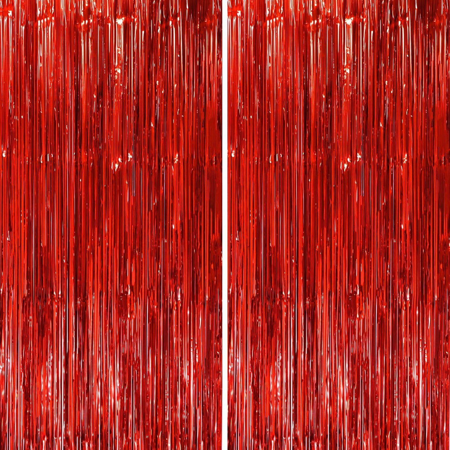2 Pack Red Tinsel Foil Fringe Curtains, Red Party Decorations, Metallic Tinsel Party Streamers Backdrop for Birthday Red Carpet Christmas Graduation Carnival Valentine's Party Decorations