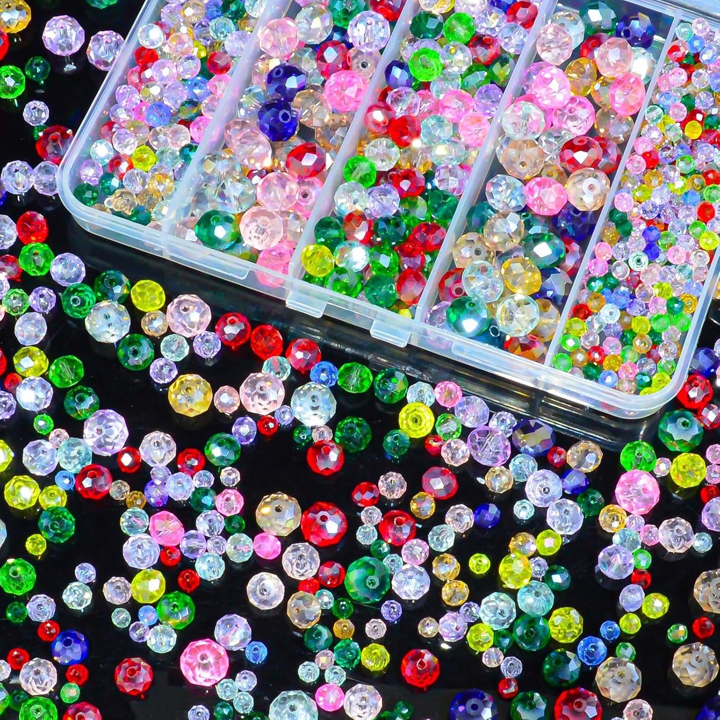 800Pcs Colors Random 4/6/8/10mm Crystal Glass Beads for Jewelry Making Beads for Bracelets Necklace Pendants Making Supplies(Mixed Colors)