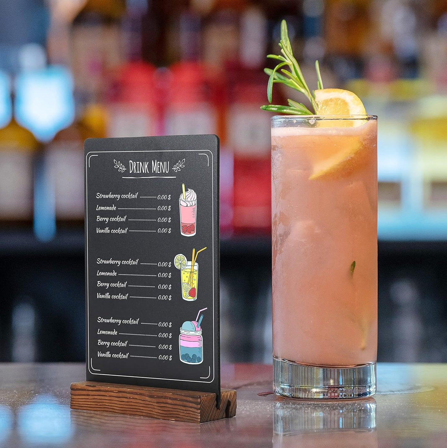 3 Pack 8.7x12 in Desktop Small Chalkboard Sign with Wood Base