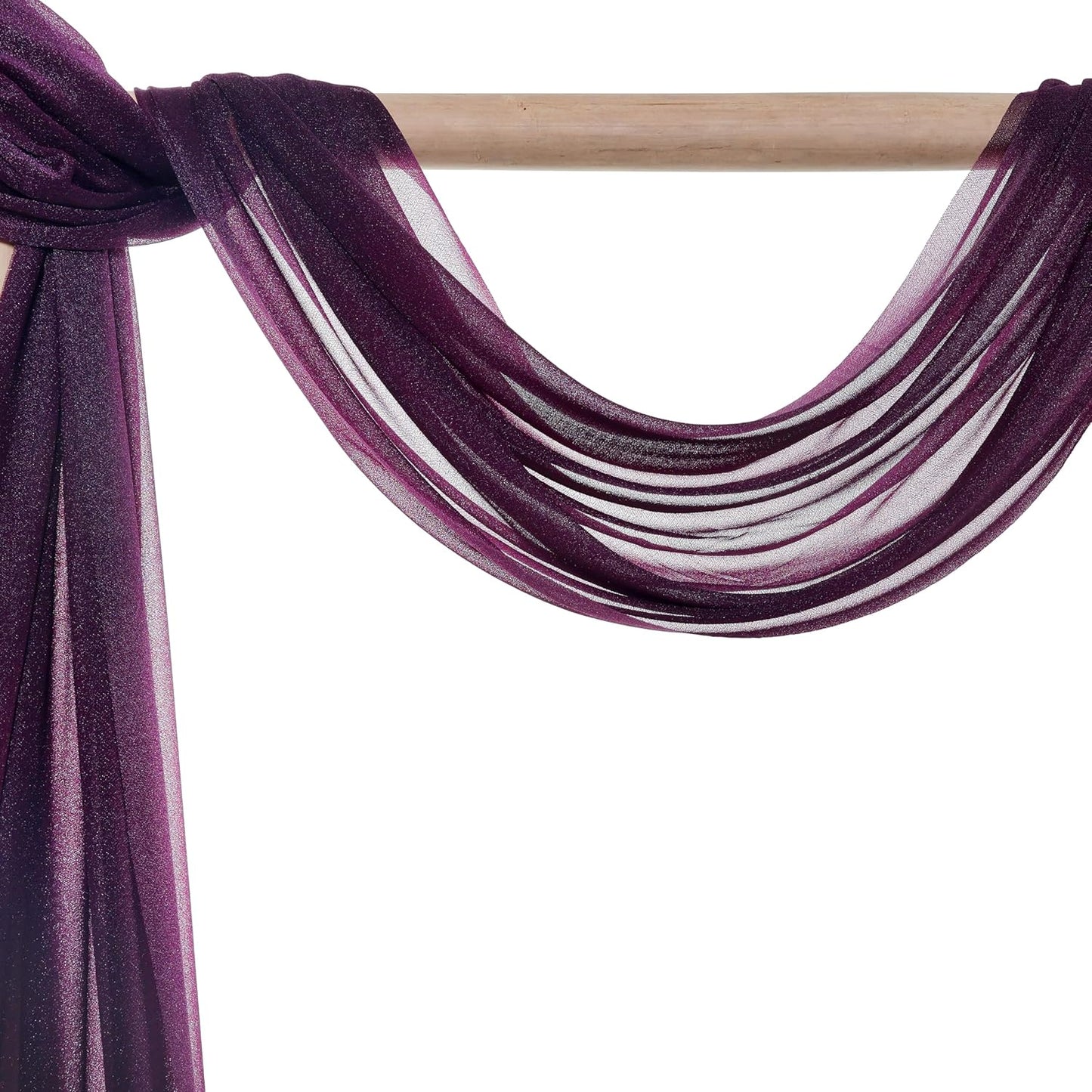 VDS Pack of 1 Panel (30 Inch X 20 Feet) Wedding Arch Draping Fabric Sheer Chiffon Fabric Drapery for Wedding Ceremony Reception Swag Backdrop Canopy Chuppah ARBO Altars Decoration (Eggplant)