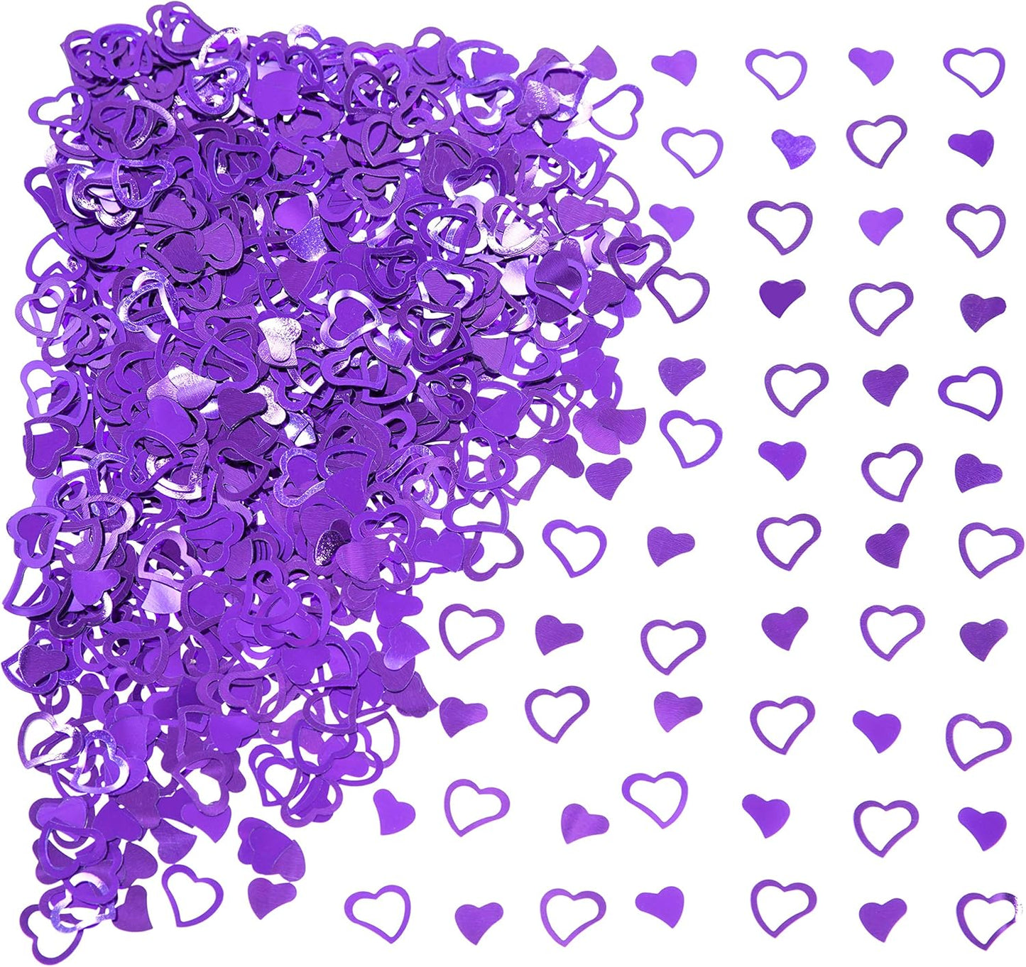 Purple Love Heart Table Confetti - Valentines Party Foil Metallic Sequins Sprinkles Decorations, 60g