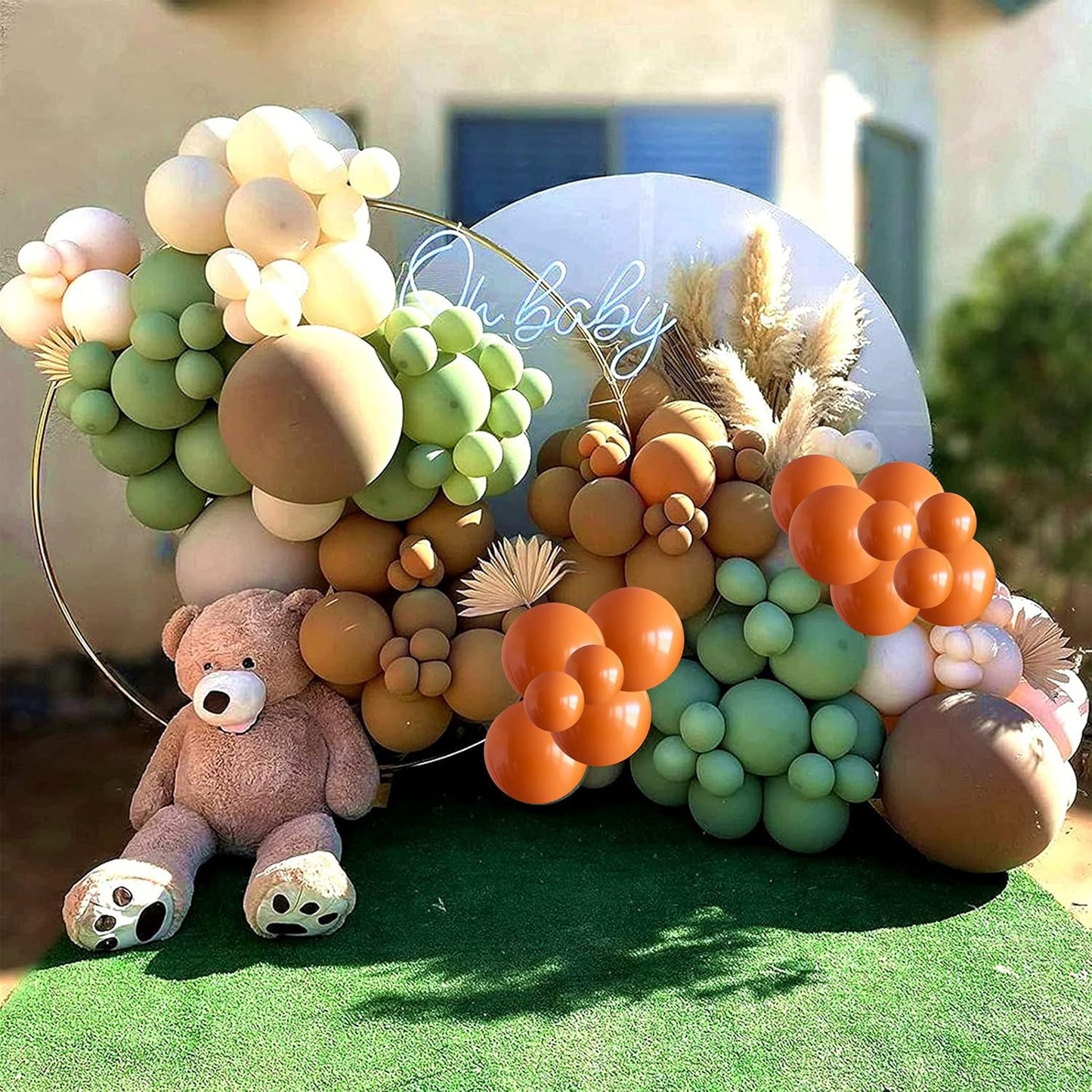 Sage Green Brown Balloon, 60 Packs 12 Inch Brown Beige Jungle Safari Wild Woodland Balloon, Olive Green Orange Balloons for Birthday Thanksgiving Harvest Festivals Fall Party Decorations