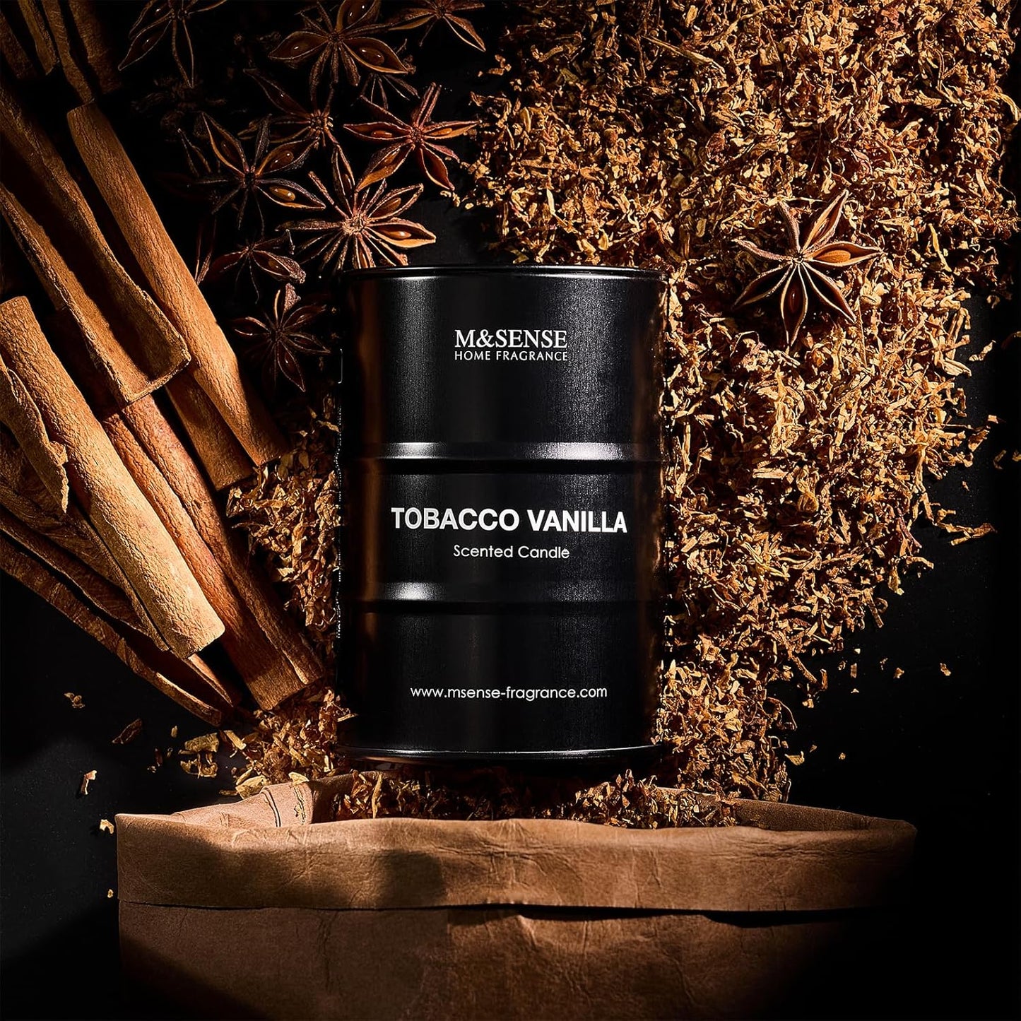 M&SENSE Scented Candle, Tobacco Vanilla Medium Jar Candle Gifts for Men, 70 Hours Slow Burning Natural Soy Candles 11.3oz, Stress Relief Aromatherapy Candles Home Decor, Valentines Day Gifts for Him