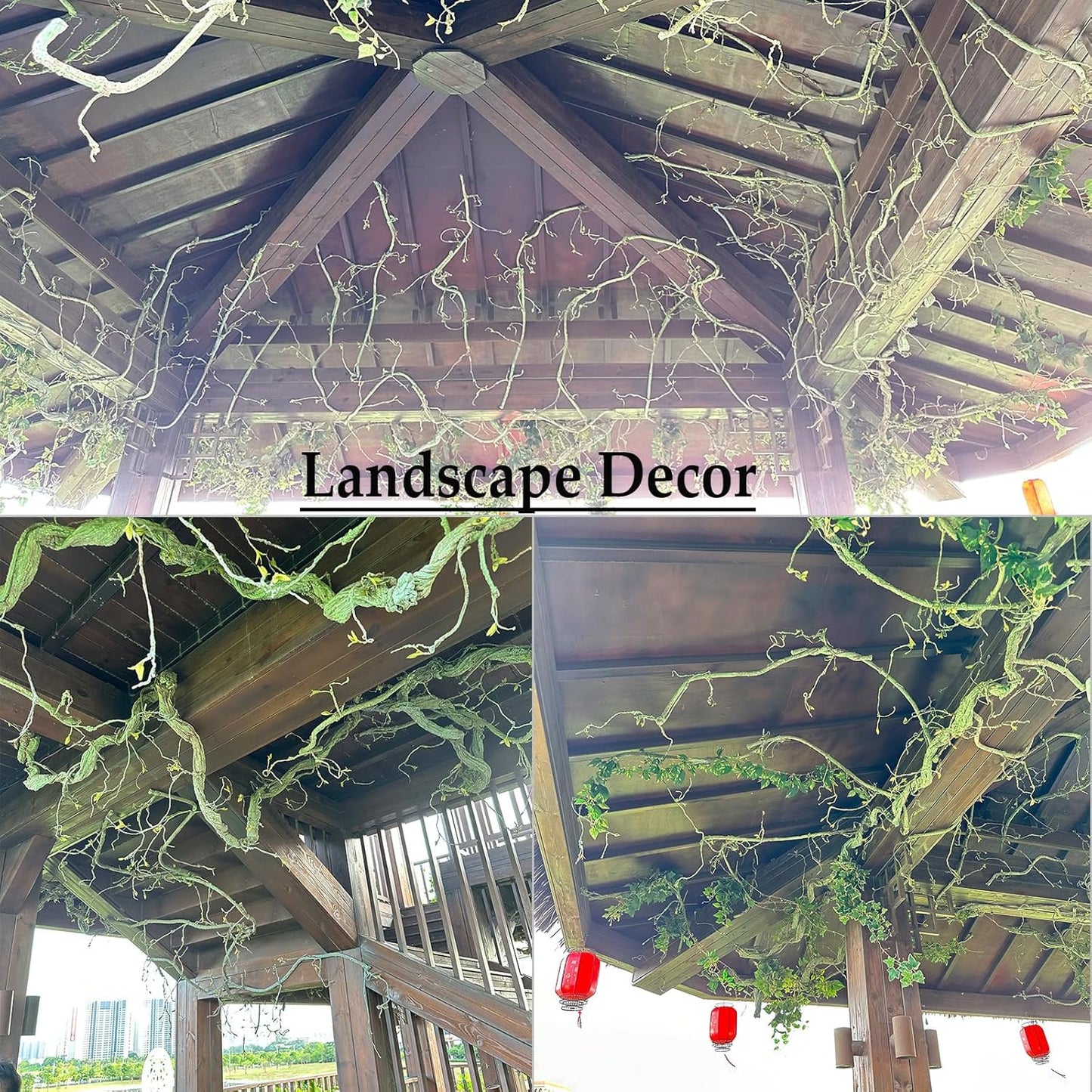 118 inch Big Artificial Green Tree Branches Ivy Grapevine Garland Fake Tree Trunk Wall Door Hanging Plants Twigs Moss for Garden Home Wedding Outdoor Jungle Leaves Room Decoration