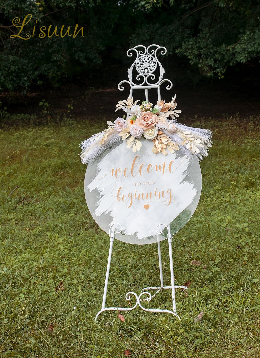 Wedding Arch Flowers, Artificial Flowers for Reception Backdrop and Welcome Ceremony Sign, Large Flower Swag for Dreamy Romantic Wedding Ceremony Floral Decor - Pack of 2