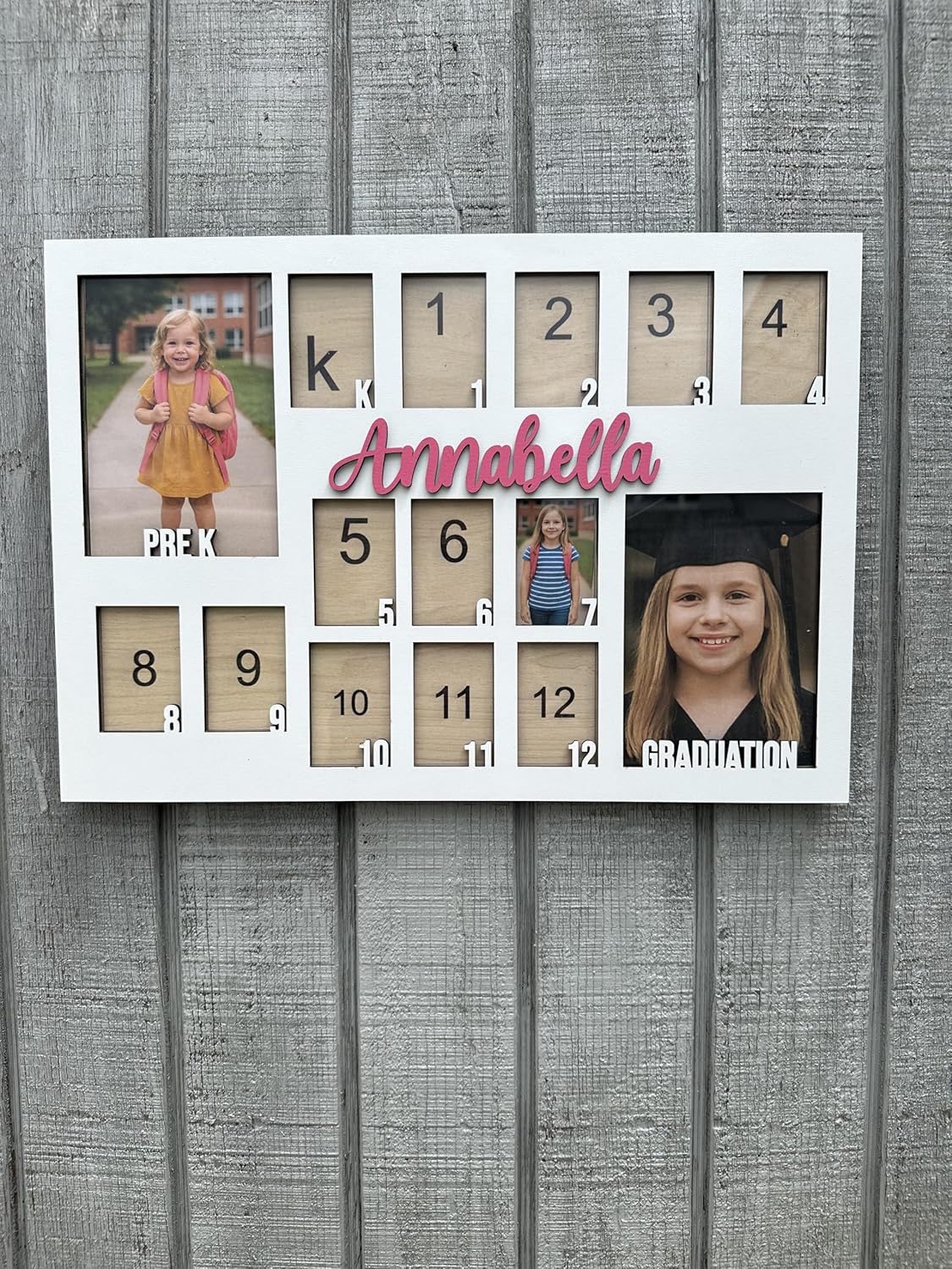 School Years Picture Frame Kids School Frame Graduation Photo holder K-12 Picture holder Preschool to Graduation display Photo Collage display Picture Frames pre K-12 Years(PRE K-Graduation)