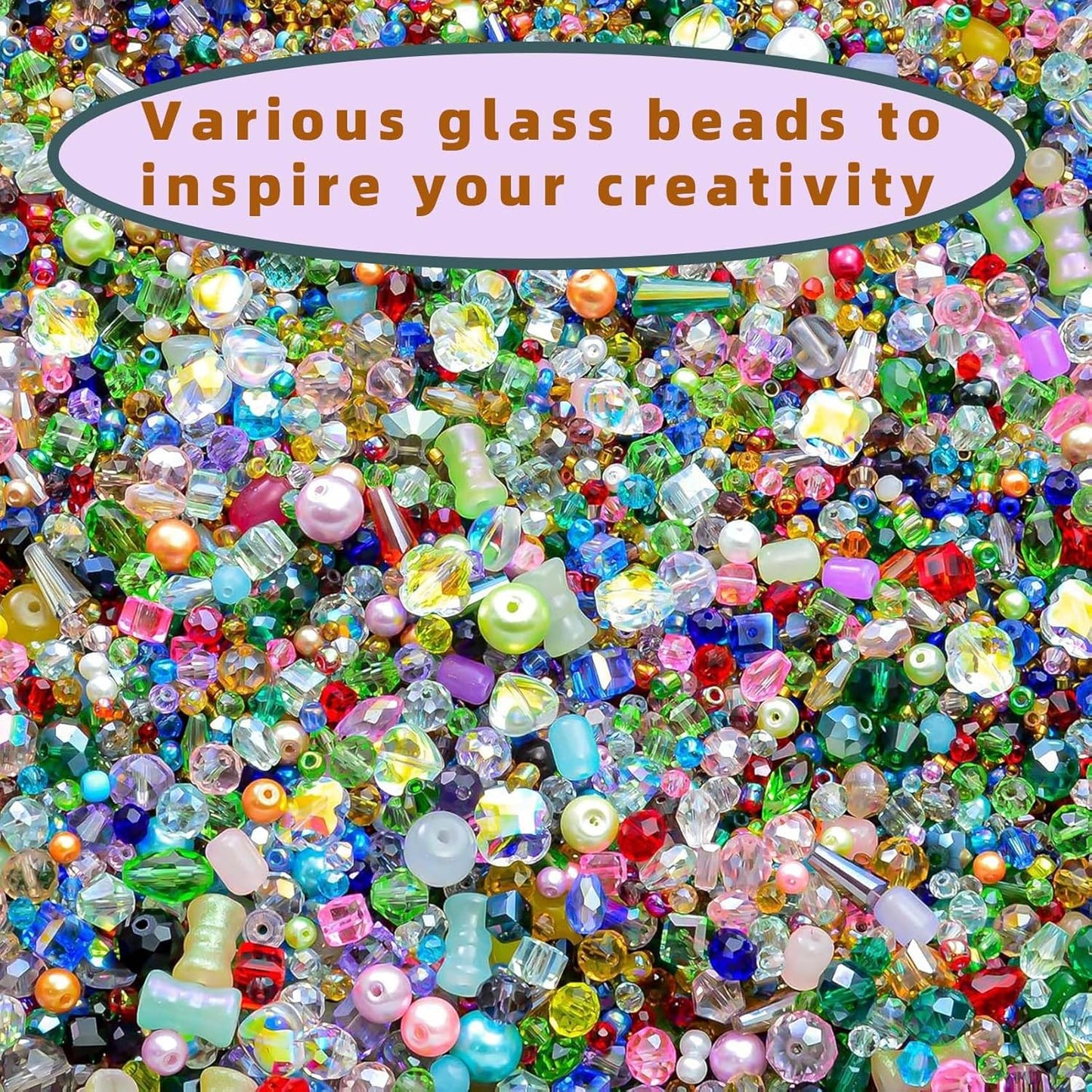Half Pound Assorted Glass Beads for Jewelry Making, 2-16mm Colorful Crystal Beads for Bracelets, Crafts, DIY Art, Bulk Jewelry Making Supplies