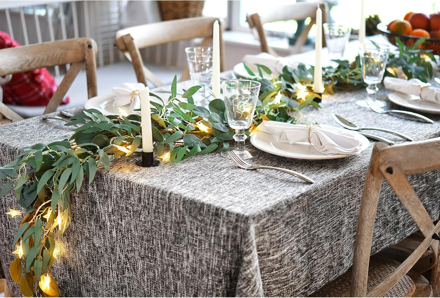 FiveSeasonStuff Woodland Whispers: Rustic Willow and Eucalyptus Garlands with 33 Feet 80 LED Star String Lights (USB)