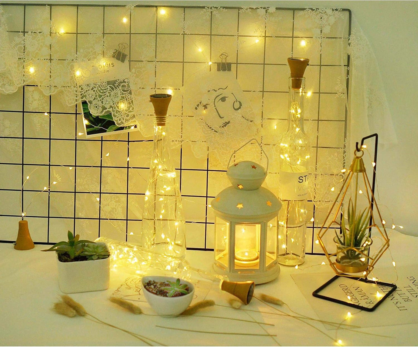 Upgraded 8 Pack Solar Wine Bottle Lights, 20LED Silver Wire Cork Lights Waterproof Fairy Lights for Liquor Bottles Crafts Party Wedding Halloween Christmas Decor(Warm White)