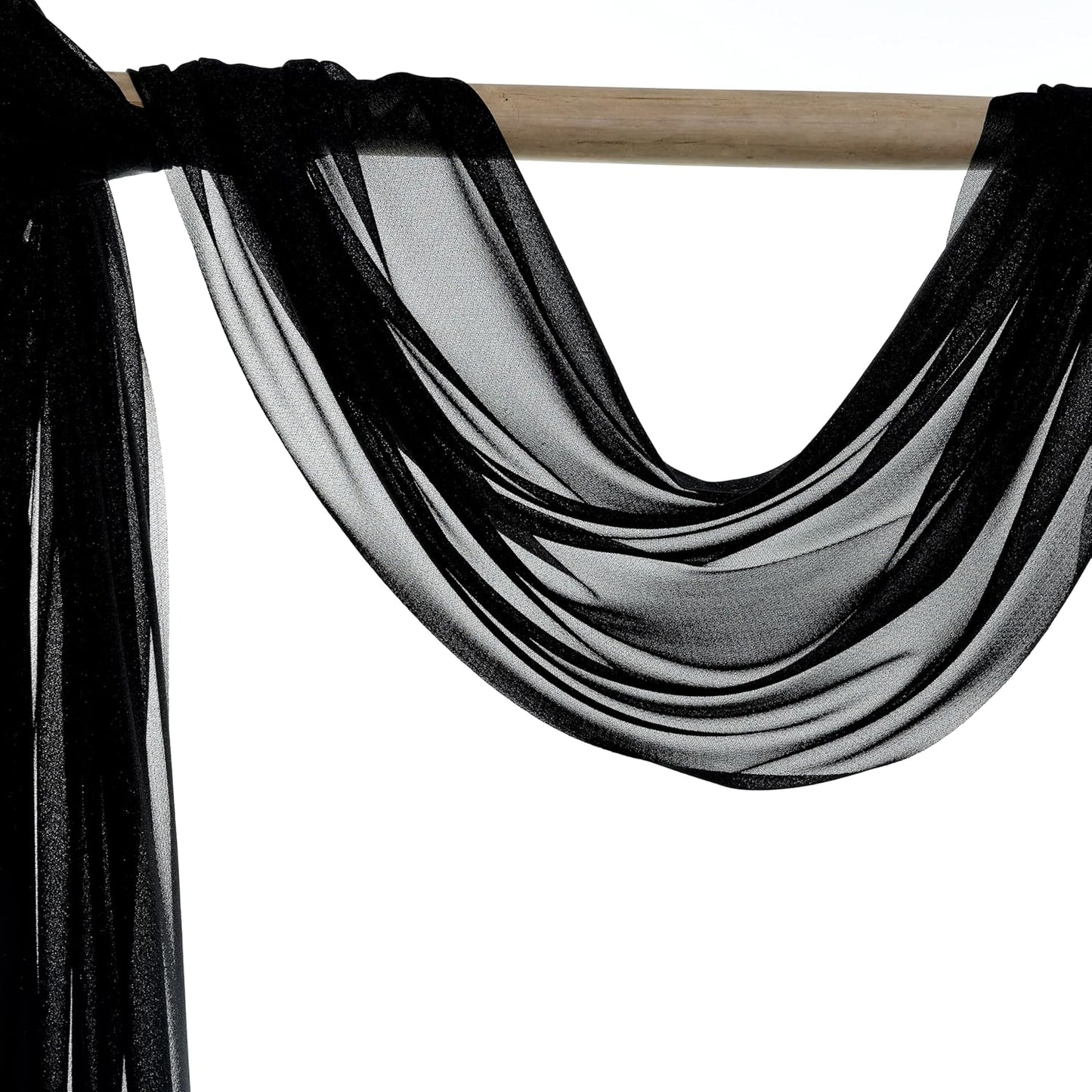 VDS Pack of 2 Panel (30 Inch X 40 Feet) Wedding Arch Draping Fabric Sheer Chiffon Fabric Drapery for Wedding Ceremony Reception Swag Backdrop Canopy Chuppah ARBO Altars Decoration (Black)
