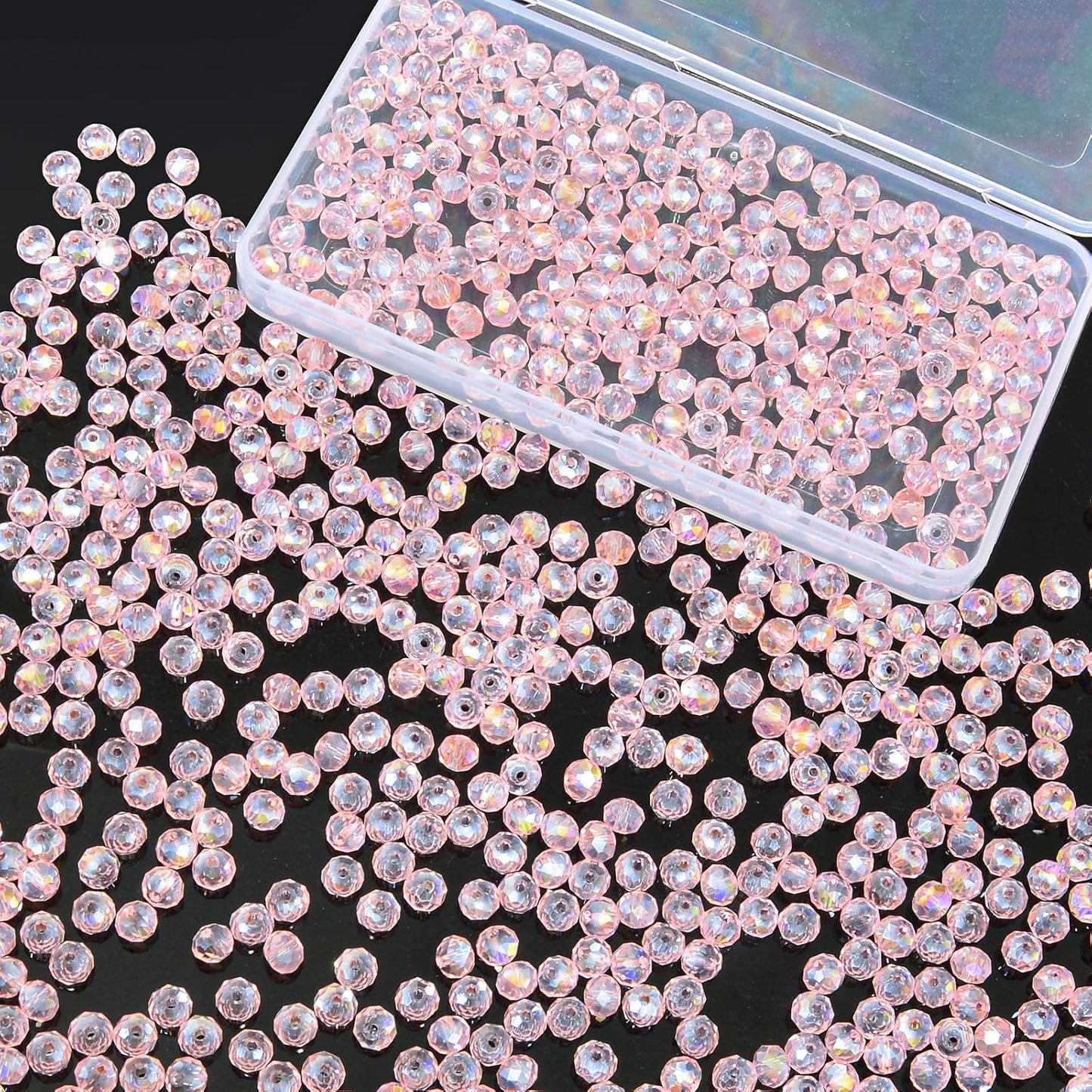 500Pcs 6mm Crystal Glass Beads for Jewelry Making Beads for Bracelets Necklace Pendants Making Supplies(Pink)