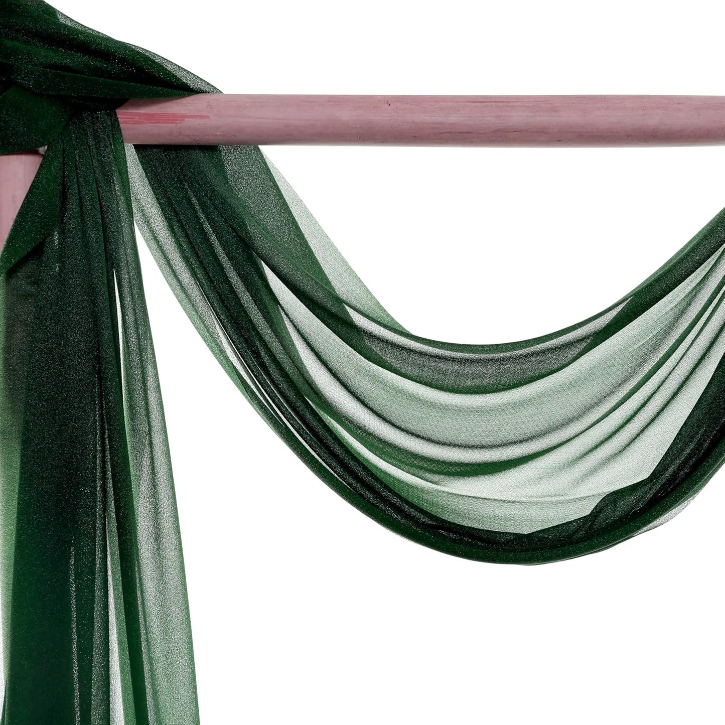 VDS Pack of 1 Panel (30 Inch X 100 Feet) Wedding Arch Draping Fabric Sheer Chiffon Fabric Drapery for Wedding Ceremony Reception Swag Backdrop Canopy Chuppah ARBO Altars Decoration (Hunter Green)