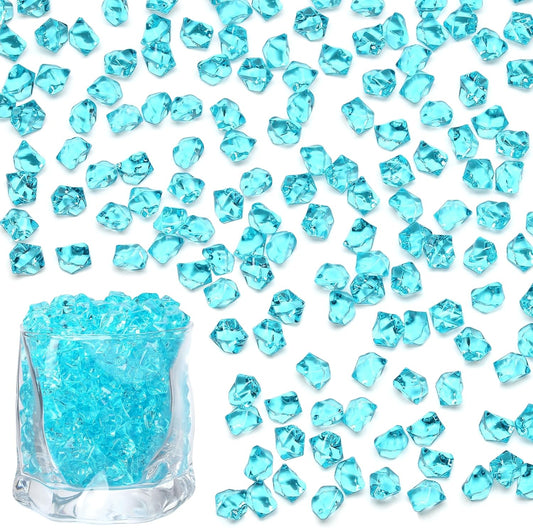 LAIDANLA 500PCS Aqua Blue Acrylic Gems Vase Fillers Fake Ice Cubes Plastic Diamonds Fake Crushed Rocks for Centerpiece DIY Party Wedding Decoration Accessories Table Scatter Prop