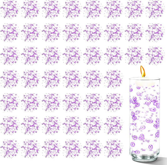 50 PCS Artificial Floating Beads for Centerpieces Vases, Light Purple 8+3mm String Beads for Wedding Party Faux Pearl String for Decorating, String Pearls for Crafts Vase Filler