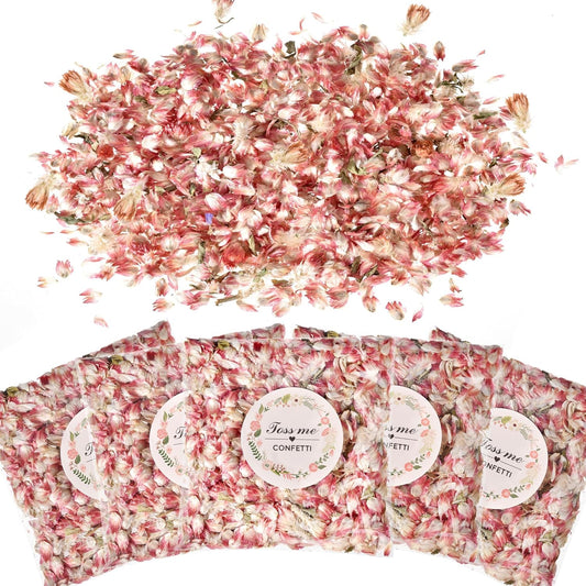 20 Pack Prefilled Confetti Packets,Biodegradable Flower Petals, Real Dried Flower Petals Individual Packing Rose Petals Wedding Send Off Ideas (Pink Flower Petal)