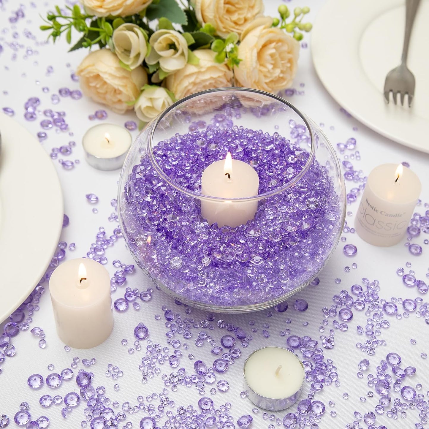 Vase Fillers for Centerpieces Home Deco,8700 Pieces Purple Diamond Table Confetti,Fake Plastic Gems for Bridal Shower,Wedding & Party Decorations