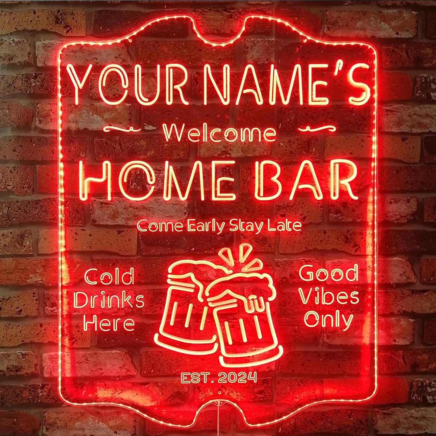 ADVPRO Personalized Your Name Home Bar RGB Dynamic Glam LED Sign - Cut-to-Edge Shape - Smart 3D Decoration - Multicolor Signage st06s64-fnd-p11-tm-c