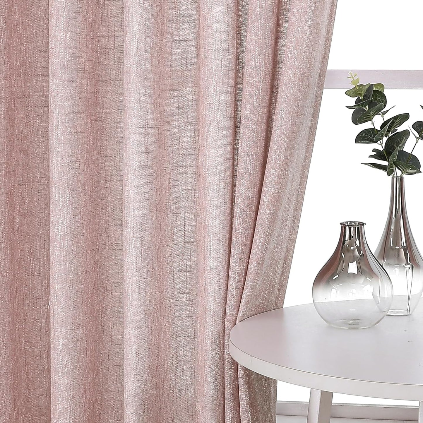 Vision Home Pink Pinch Pleated Semi Sheer Curtains for Girls Bedroom Living Room Textured Light Filtering Window Curtains 63 inch Rayon Blended Pinch Pleat Pink Drapes with Hooks 2 Panels 40" Wx63 L