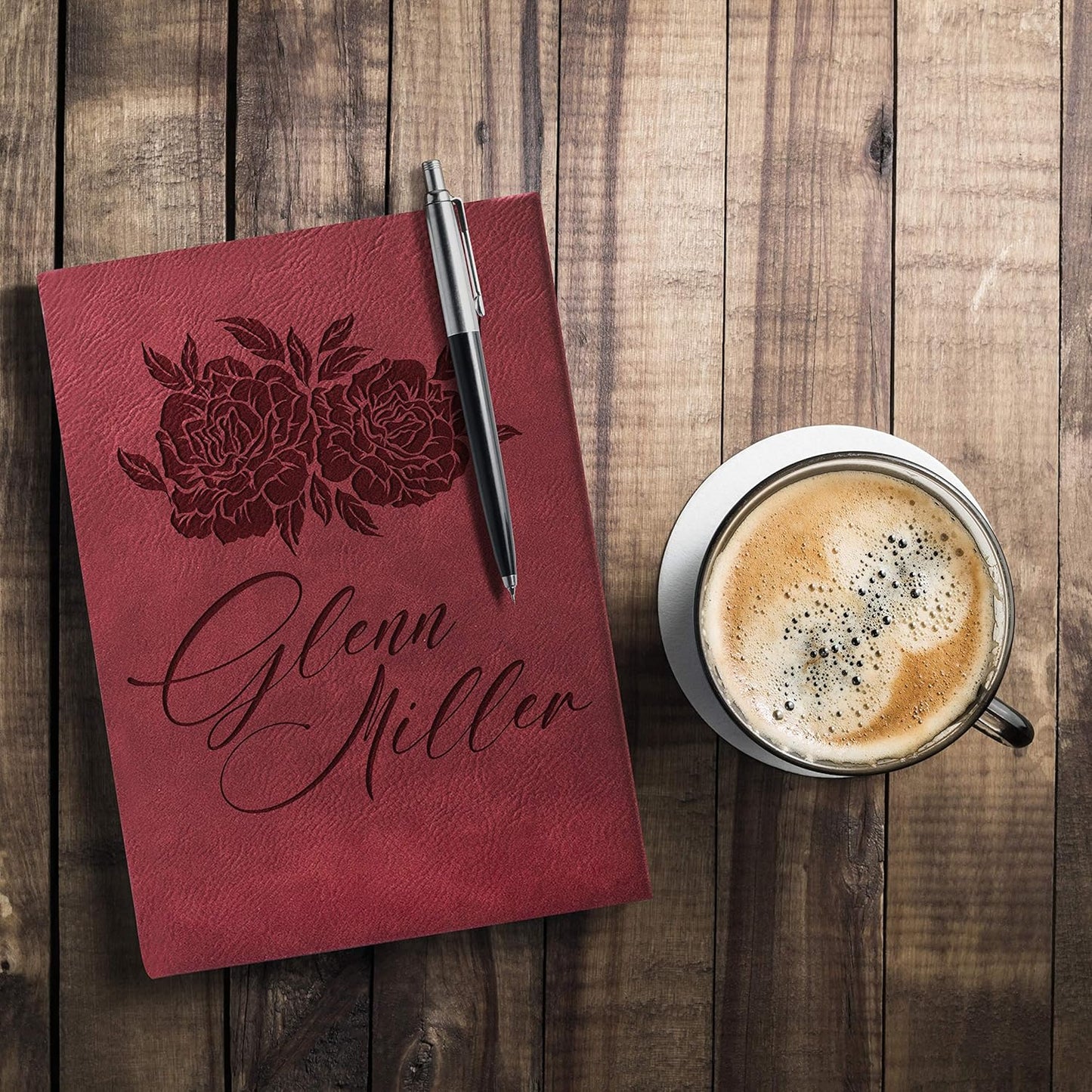 Personal Leather Journal Notebooks | 12 Design, 9 Color - Darkbrown | Journal for Women, Men - Custom Notebook to Write in - Diary for Girls, Women - Personalized Gift Idea for Girl, Boy, Mom and Dad