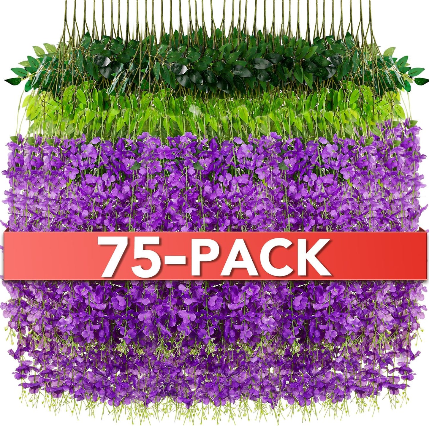 Wisteria Hanging Flowers,Fake Hanging Flowers,Wisteria artificiales Garland for Home Wedding Arch Floral Party Garden Ceremony Outdoor Decor,3.6 feet Long(75,Purple)