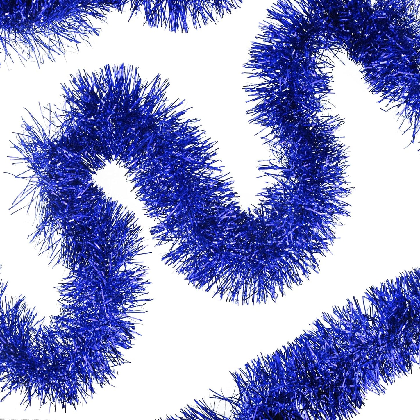 32.8 Ft Blue Christmas Tinsel Garland Metallic Shiny Tassle Banner Wall Hanging Tinsel Streamers Backdrop for Christmas Holiday Birthday Party Supplies Indoor Outdoor Ornaments Home Decor