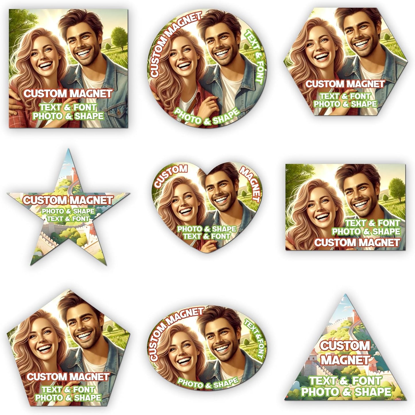 KETABAO – 5" Personalized Star Magnetic Photo Picture Magnet - Custom Refrigerator and Car Magnets for Decorations and Gifts