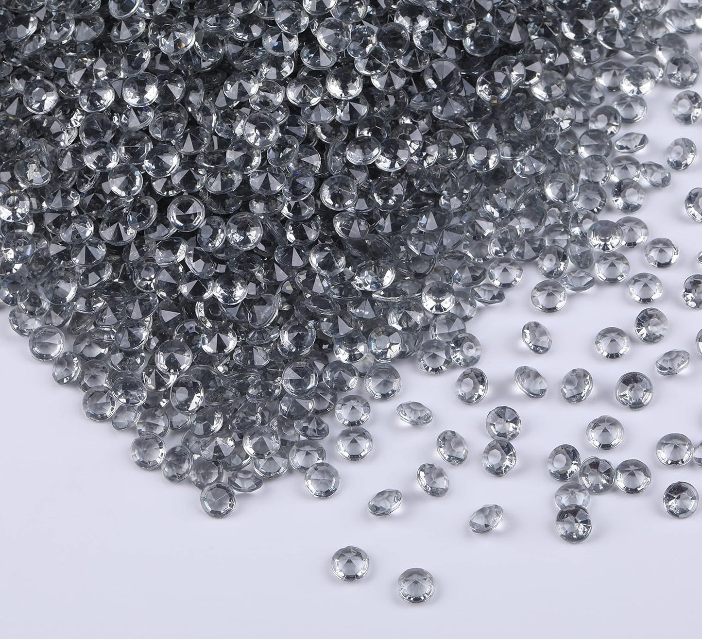 10000 pcs/Pack Wedding Table Scatter Confetti Crystals Acrylic Diamonds Vase Fillers 4.5 mm Rhinestones for Wedding, Bridal Shower, Vase Beads Decorations (Light Gray)