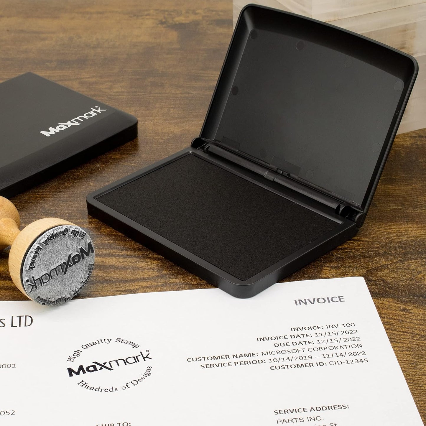 MaxMark Large Premium Blue Ink Stamp Pad - 3.5" x 6.25" - Quality Felt Pad