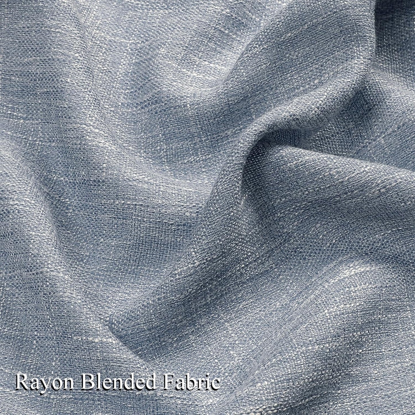 Vision Home Blue Pinch Pleated Semi Sheer Curtains Textured Light Filtering Window Curtains 84 inch for Living Room Bedroom Rayon Blended Chambray Blue Pinch Pleat Drapes with Hooks 2 Panels 40"Wx84"L