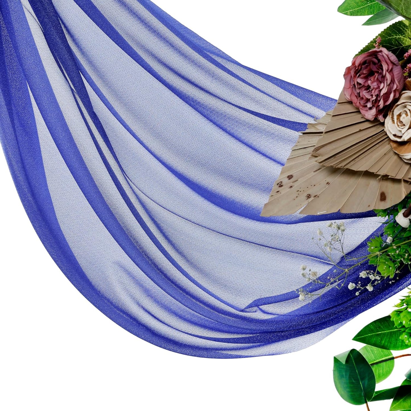 VDS Pack of 1 Panel (30 Inch X 100 Feet) Wedding Arch Draping Fabric Sheer Chiffon Fabric Drapery for Wedding Ceremony Reception Swag Backdrop Canopy Chuppah ARBO Altars Decoration (Royal Blue)