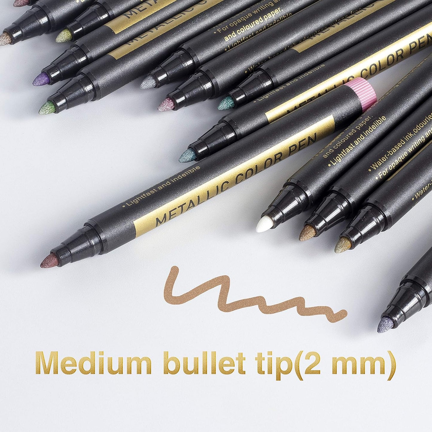 JR.WHITE Metallic Paint Markers, 10 Colors for Rock Painting, Black Paper, Scrapbook, Photo Album, DIY Arts & Crafts, Glass, Wood, Card Making