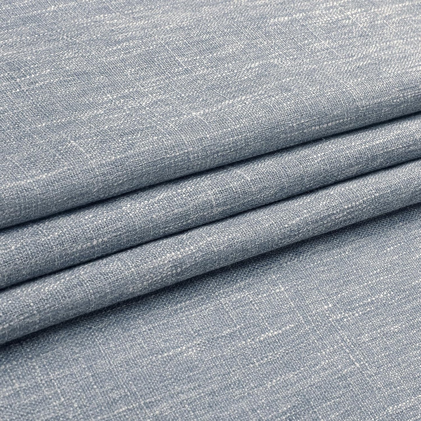 Vision Home Blue Pinch Pleated Semi Sheer Curtains Textured Light Filtering Window Curtains 90 inch for Living Room Bedroom Rayon Blended Chambray Blue Pinch Pleat Drapes with Hooks 2 Panels 40"Wx90"L